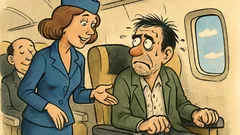 Banc: Stewardesa îl întreabă: „Ați mai zburat?”