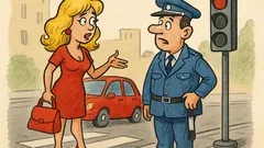 Banc: O blondă dă explicații unui polițist