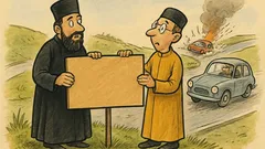 Banc: Un preot și-un dascăl la șosea