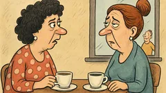 Banc: Două femei la cafea...