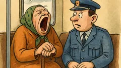 Banc: O babă cască în tramvai