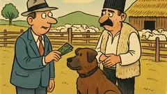 Banc: Un american negociază câinele stânii