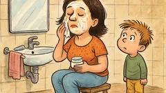 Banc: Un copil își vede mama cu cremă