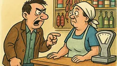 Banc: Un tip irascibil intră la magazin