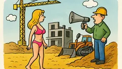 Banc: Anunț la megafon—blonda, pleacă de pe șantier!