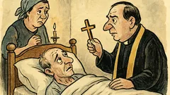 Banc: Pe patul de moarte, preotul întreabă…