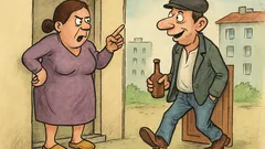 Banc: Soția către soț: Iar la cârciumă?