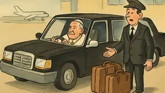 Banc: Vine limuzina după Papă la aeroport