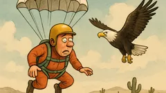 Banc: Parașutistul și vulturul, întâlnire în aer