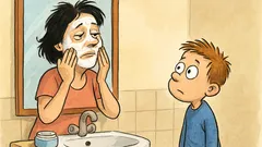 Banc: Copilul o prinde pe mami cu crema