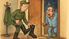 Banc: Un militar aruncă cizmele noaptea