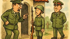 Banc: Un soldat stătea în post...