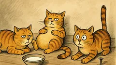 Banc: Trei motani caută cel mai leneș