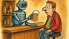 Banc: Intră un client într-un bar robotizat