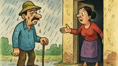 Banc: Ion stă afară, în ploaie...