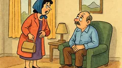 Banc: Soția se întoarce acasă și spune...