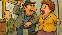 Banc: În tramvai, badea Gheorghe calcă o doamnă