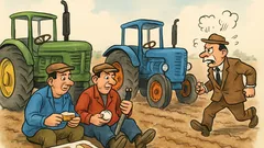 Banc: Doi tractoriști scot pita pe câmp