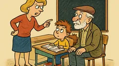 Banc: Învățătoarea: Mâine vii cu bunicul