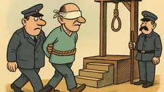 Banc: Condamnatul, legat la ochi, urcă treptele