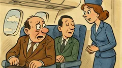 Banc: Stewardesa întreabă un pasager: