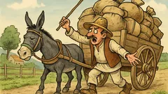 Banc: Un țăran strigă la măgar