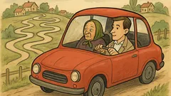 Banc: Studentul și bătrânica, pe drum...