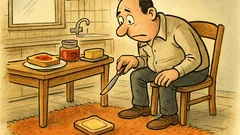 Banc: Un individ unge pâinea cu unt