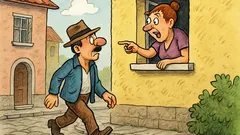 Banc: Ion se plimbă pe stradă...