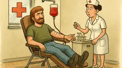 Banc: Chuck Norris donează sânge la Crucea Roșie